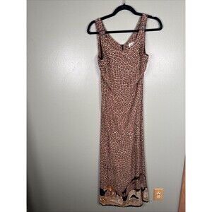 Safari Girafee Tiger Print Maxi Sleeveless‎ VTG 90s Dress CDC Women’s Size 4